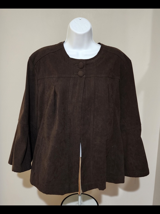 Kim Rogers Jackets & Blazers - Kim Rogers Dark Brown Suede Swing Cape Jacket
